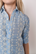 BLUE CREAM EMBROIDERY COTTON GIRLFRIEND DRESS