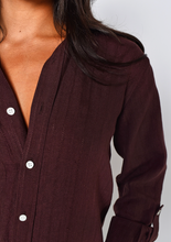 BROWN JACQUARD LINEN GIRLFRIEND MINI DRESS