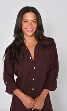 BROWN JACQUARD LINEN GIRLFRIEND MINI DRESS