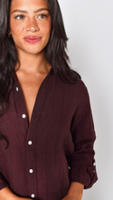 BROWN JACQUARD LINEN GIRLFRIEND MIDI DRESS