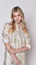 WHITE/GOLD COTTON GIRLFRIEND MINI DRESS