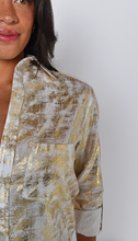 WHITE/GOLD COTTON GIRLFRIEND MIDI DRESS