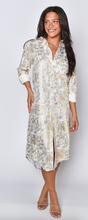 WHITE/GOLD COTTON GIRLFRIEND MIDI DRESS