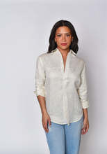 SHINY IVORY LINEN GIRLFRIEND SHIRT