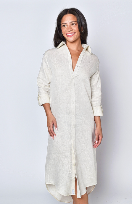 SHINY IVORY GIRLFRIEND MIDI DRESS
