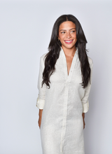 SHINY IVORY GIRLFRIEND MIDI DRESS
