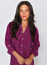PURPLE JACQUARD LINEN GIRLFRIEND MINI DRESS