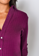 PURPLE JACQUARD LINEN GIRLFRIEND MINI DRESS