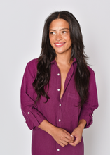 PURPLE JACQUARD LINEN GIRLFRIEND MIDI DRESS