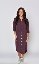 PINK/WINE STRIPE GIRLFRIEND MIDI DRESS