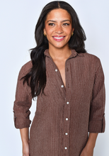 BROWN STRIPE GIRLFRIEND MINI DRESS