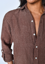 BROWN STRIPE GIRLFRIEND MINI DRESS