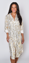 WHITE/GOLD COTTON GIRLFRIEND MIDI DRESS