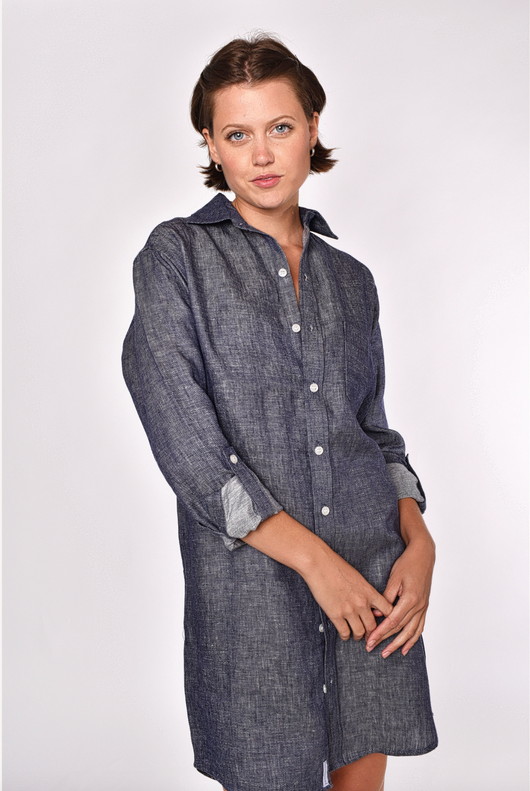 DENIM LINEN GIRLFRIEND MINI DRESS 7 (XXL)