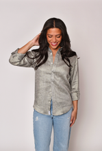 SHINY BLACK/GOLD LINEN GIRLFRIEND SHIRT
