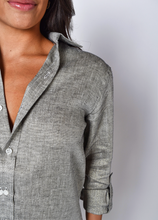 SHINY BLACK/GOLD LINEN GIRLFRIEND SHIRT