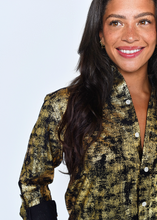 BLACK/GOLD COTTON GIRLFRIEND MIDI DRESS