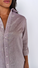 PURPLE SHINY LINEN GIRLFRIEND MINI DRESS