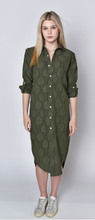 GREEN COTTON FLOWERS GIRLFRIEND MIDI DRESS