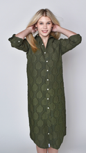 GREEN COTTON FLOWERS GIRLFRIEND MIDI DRESS