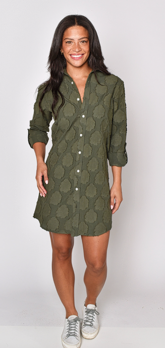 GREEN COTTON FLOWER GIRLFRIEND MINI DRESS