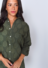 GREEN COTTON FLOWER GIRLFRIEND MINI DRESS
