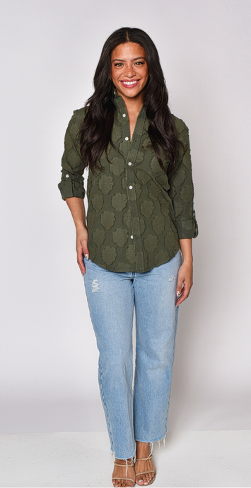 GREEN COTTON FLOWERS GIRLFRIEND  SHIRT