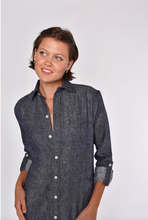 DENIM LINEN GIRLFRIEND MIDI DRESS