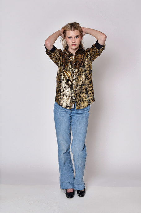 BLACK/GOLD COTTON GIRLFRIEND SHIRT
