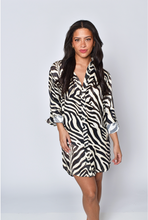 SILKY BLACK ZEBRA GIRLFRIEND MINI DRESS