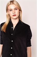 BLACK BABY CORD GIRLFRIEND DRESS