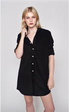 BLACK BABY CORD GIRLFRIEND DRESS
