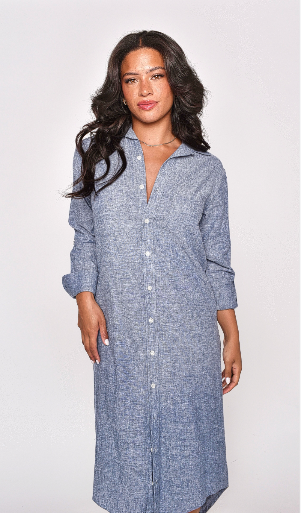 BLUE HEMP & ORGANIC COTTON GIRLFRIEND MIDI DRESS 7 (XXL)