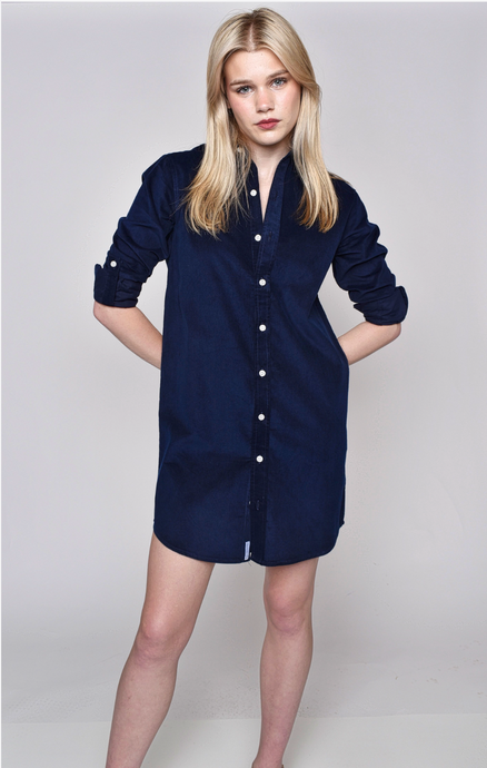 NAVY BABY CORD GIRLFRIEND DRESS