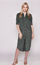FORREST GREEN BABY CORD GIRLFRIEND MIDI DRESS