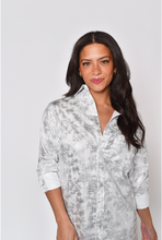 WHITE/SLIVER COTTON GIRLFRIEND MIDI DRESS