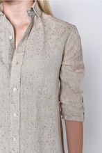 KHAKI GOLD DOT LINEN GIRLFRIEND MINI DRESS