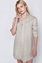 KHAKI GOLD DOT LINEN GIRLFRIEND MINI DRESS