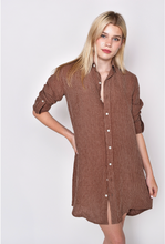 BROWN STRIPE GIRLFRIEND MINI DRESS