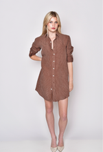 BROWN STRIPE GIRLFRIEND MINI DRESS