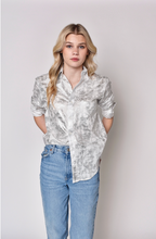 WHITE/SILVER COTTON GIRLFRIEND SHIRT
