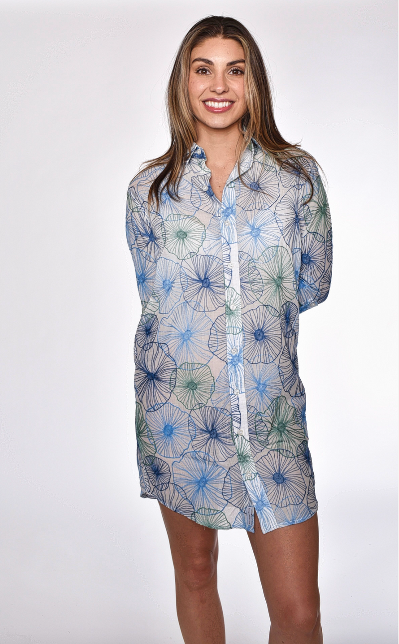 BLUE / GREEN FLOWERS EMBROIDERY GIRLFRIEND DRESS E M I L Y P H I L L I P S BLUE / GREEN FLOWERS EMBROIDERY GIRLFRIEND DRESS E M I L Y P H I L L I P S