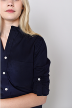 NAVY BABYCORD GIRLFRIEND MIDI DRESS