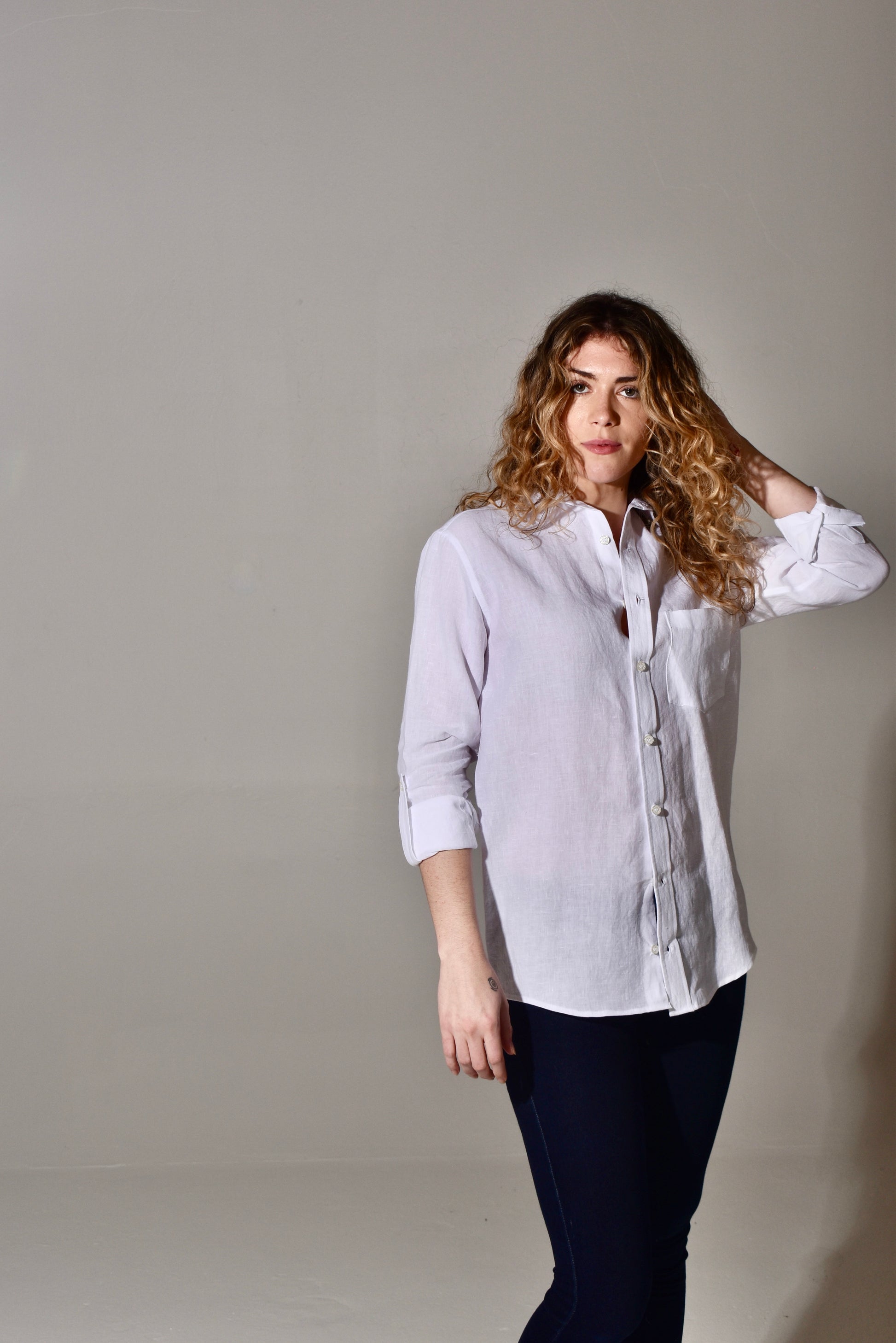 GIRLFRIEND SHIRT WHITE LINEN