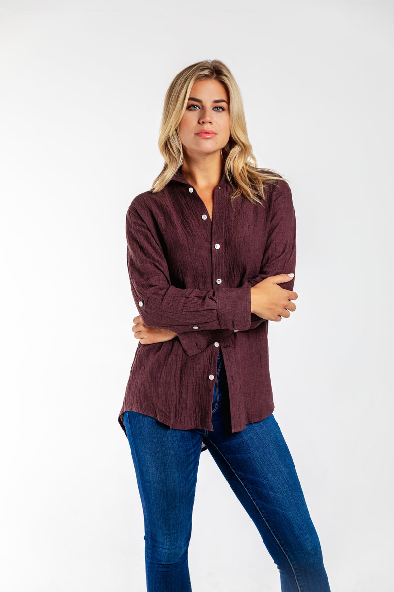 MULBERRY LINEN GIRLFRIEND BUTTON DOWN SHIRT