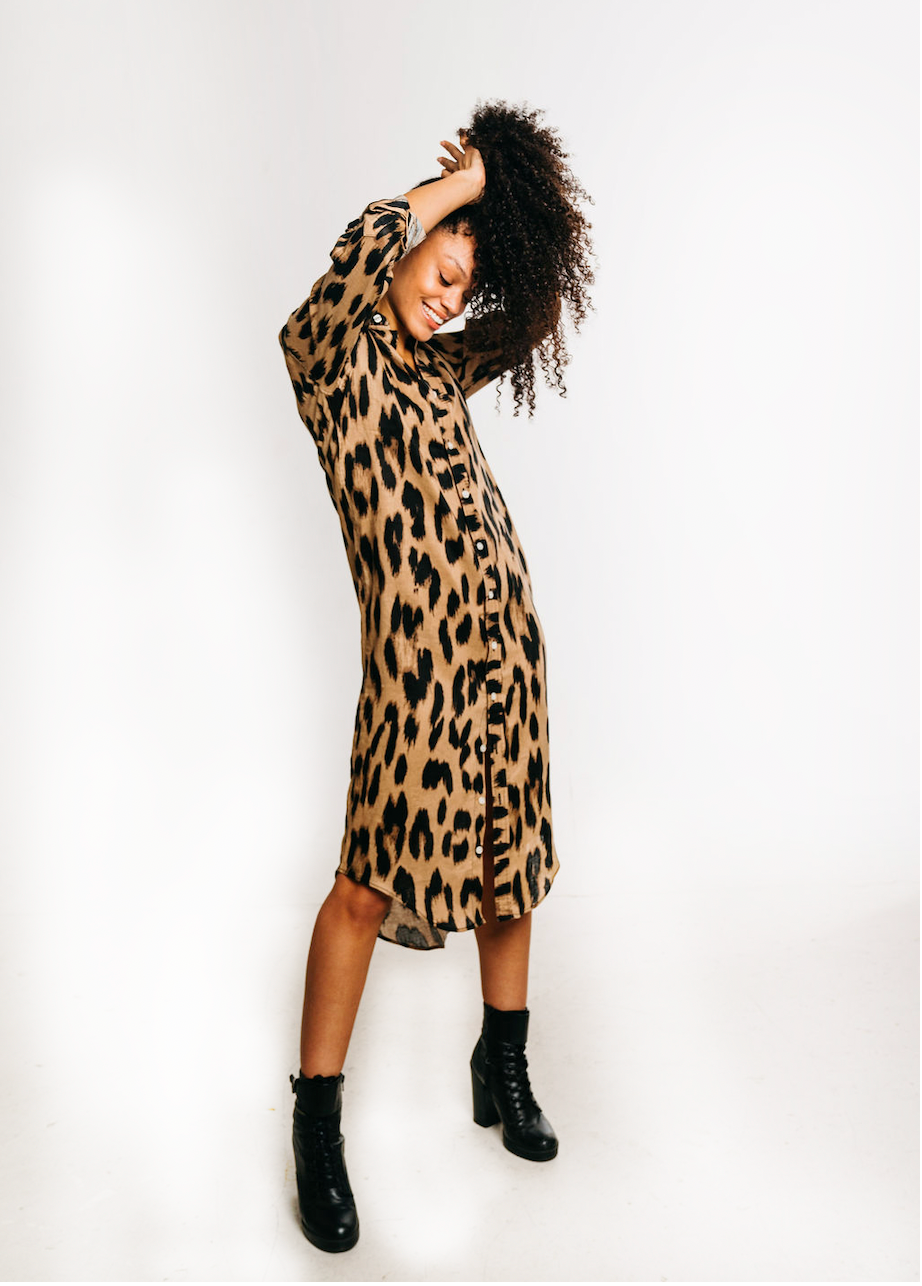 Cheetah midi dress hotsell
